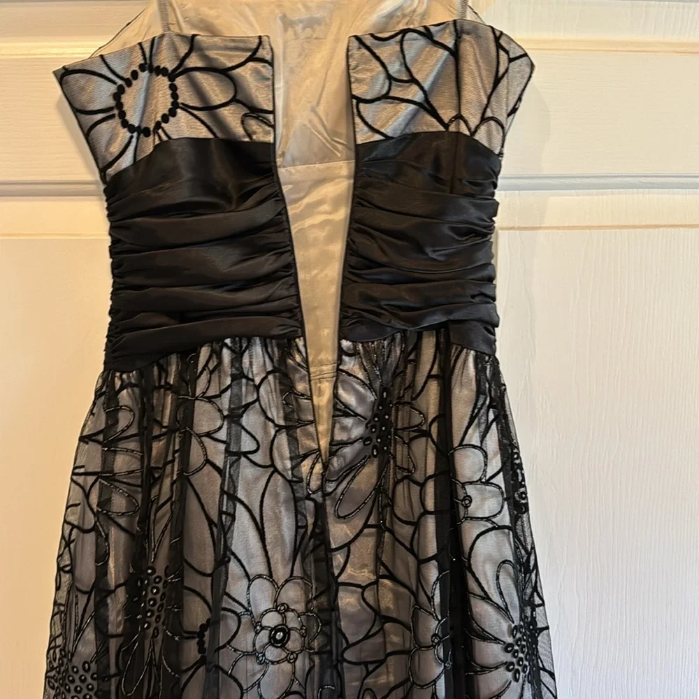 Dollar Brand Party Dress Gray with Black Floral Mesh Overlay Size XS - Picture 12 of 14